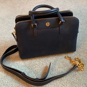 TORY BURCH LEATHER GEORGIA PEBBLED SMALL SATCHEL